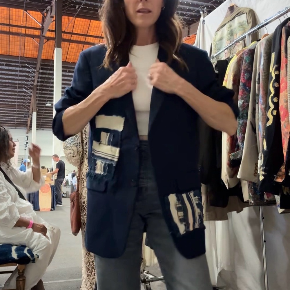 Navy vintage custom patchwork blazer - menswear s… - image 4